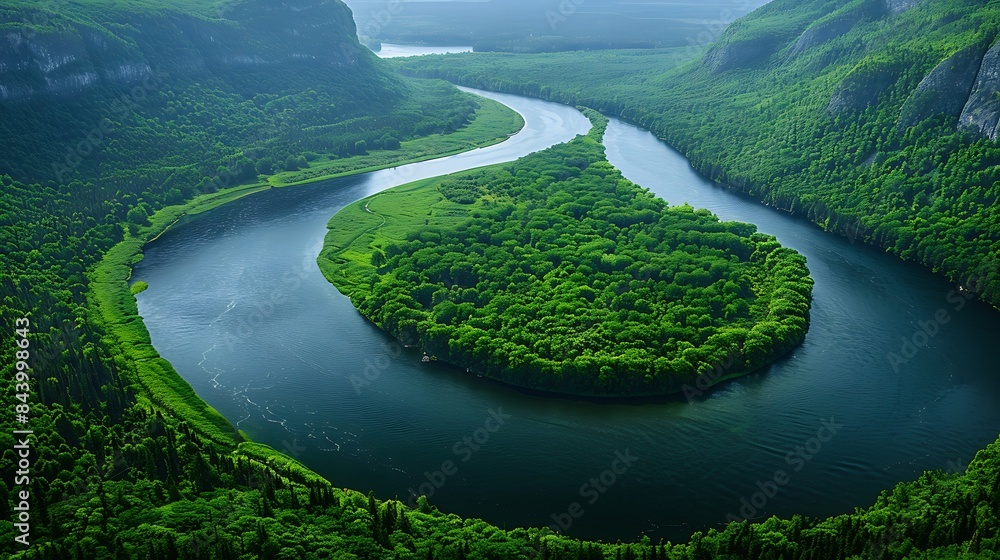stunning aerial view of a winding river carving through lush green ...