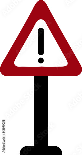 A red triangle sign with an exclamation point on it conveys a warning message