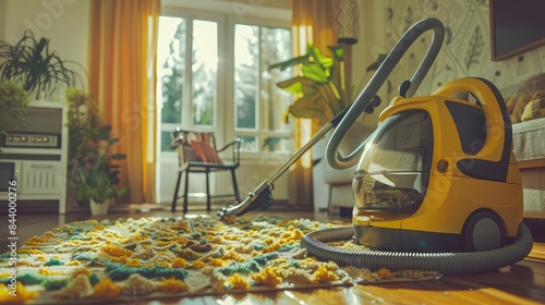 Residential Cleaning A cleaner dusting or vacuuming in a cozy, welldecorated home