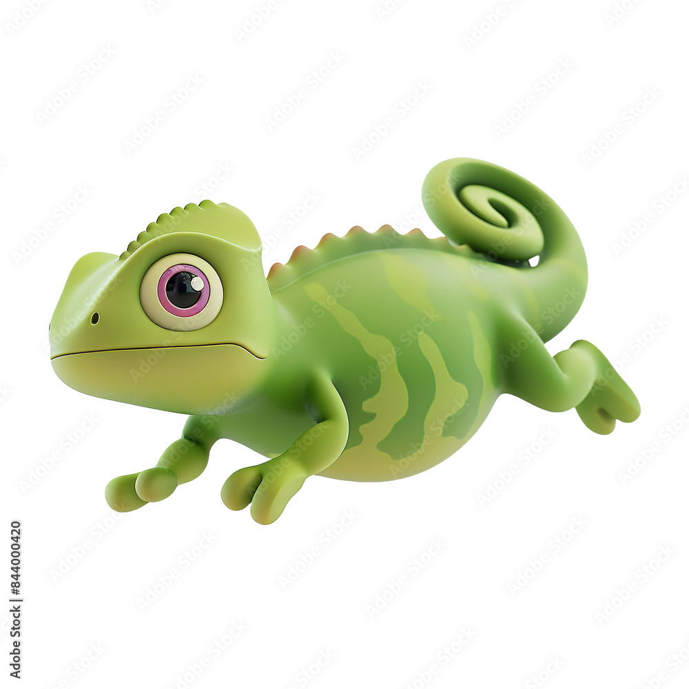 Fototapeta premium 3D Cartoon Chameleon Leaping Through the Air