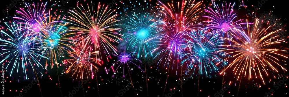 Naklejka premium Spectacular Multicolored Fireworks Celebration