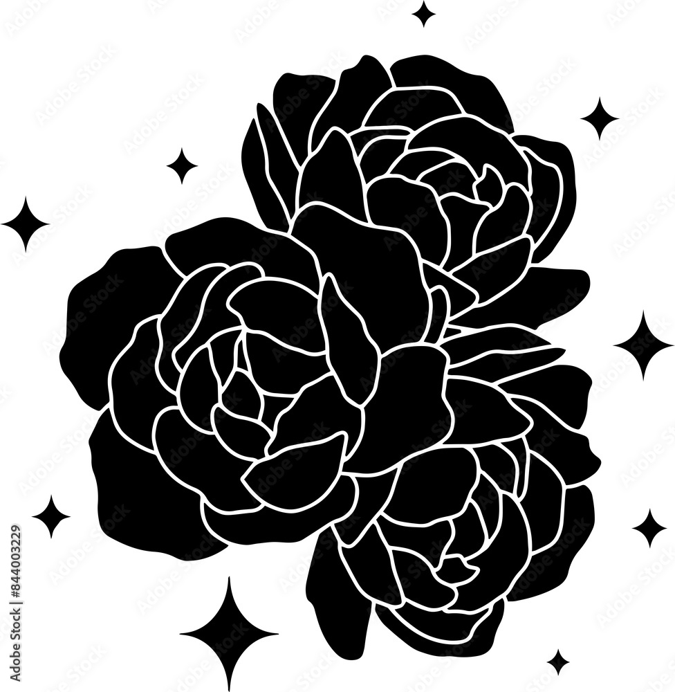 Minimalistic illustration of peonies Minimalistic illustration of peonies