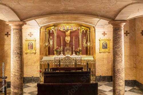 Valencia, Spain - April 20, 2024. View of the interior with sculpture of the Basilica of the Sacred Heart of Jesus. photo