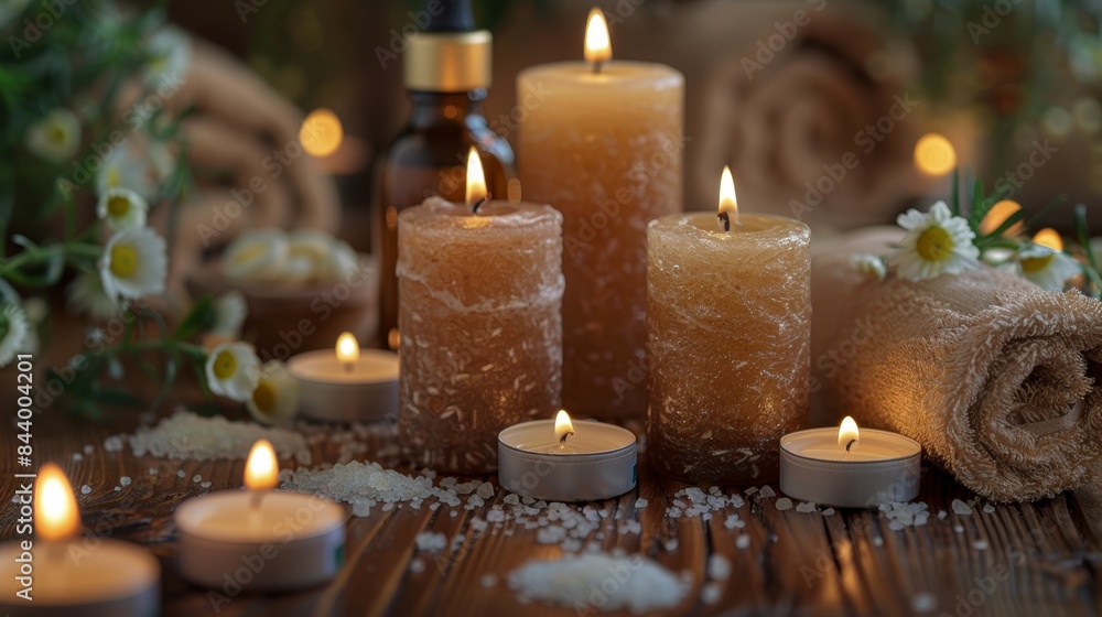 Relaxing spa setting with candles Relaxing spa setting with candles