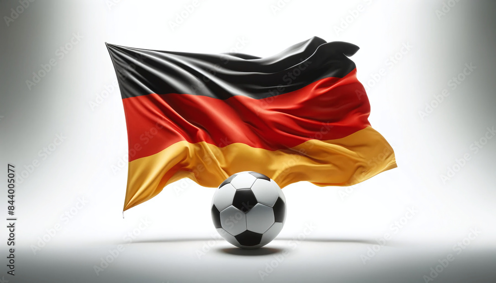 Naklejka premium Large German Flag with Soccer Ball. Europian Championship. EM.