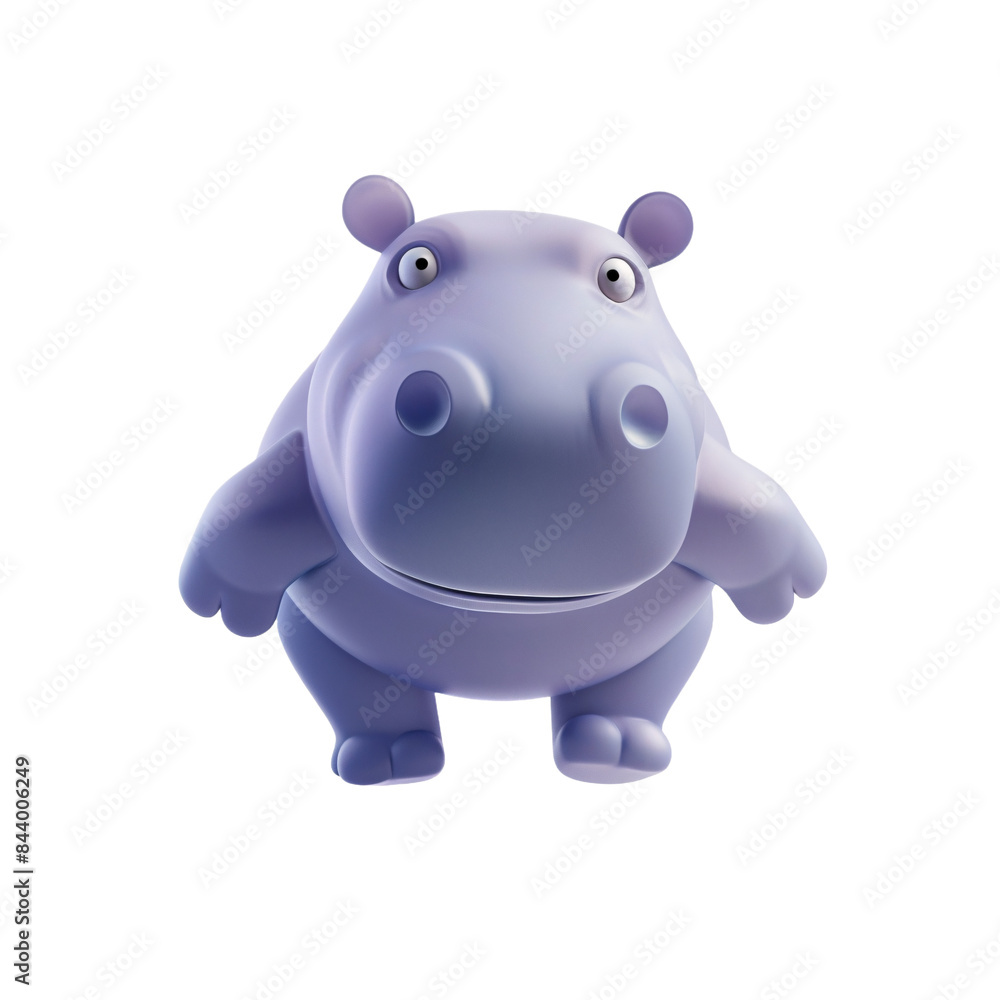 Fototapeta premium Cute Cartoon Hippopotamus Illustration