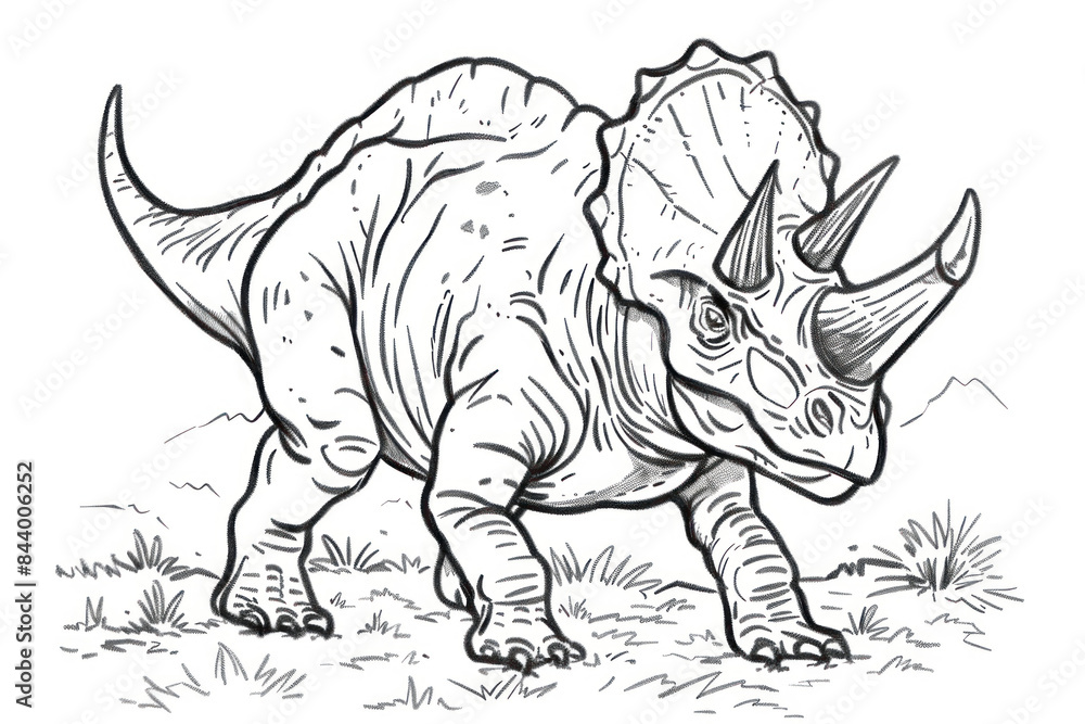 Obraz premium Triceratops Dinosaur Coloring Page Illustration.