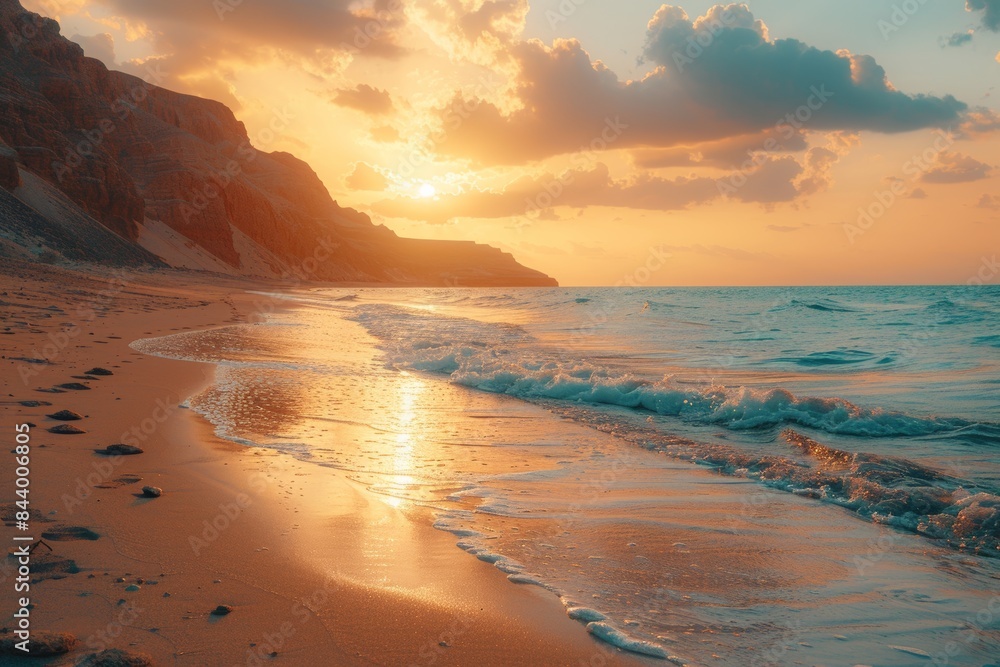 Desert Beach Sunset With Cliffs Desert Beach Sunset With Cliffs