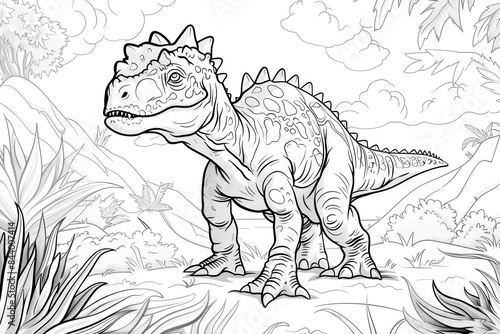 Dinosaur Coloring Page Illustration.