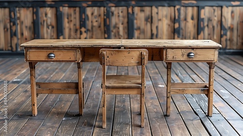 Classroom desk chair set cut out mockup on an isolated minimalistic background facilitating studentfocused learning photo