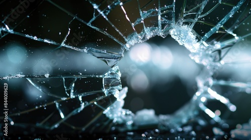 High-Resolution Close-Up of Broken Glass with Sparkling Details