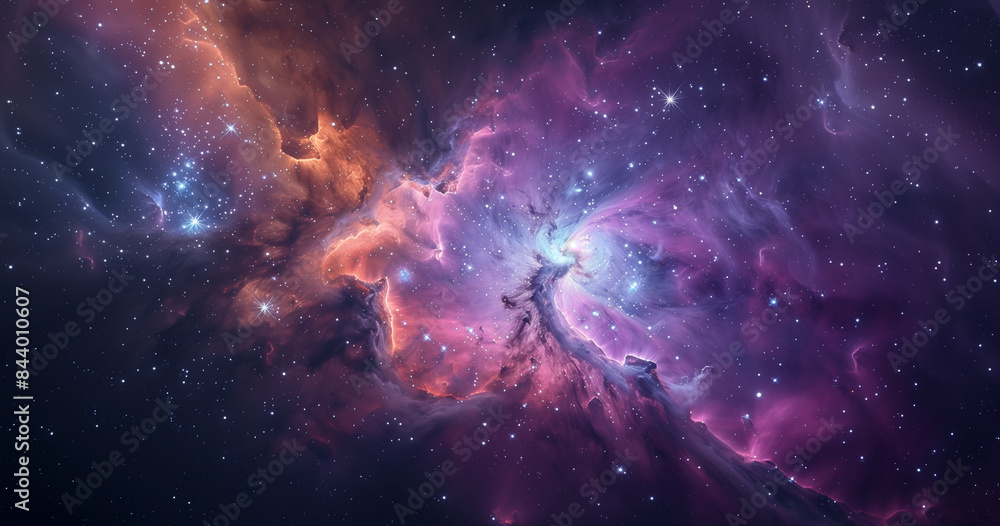 Fototapeta premium Abstract beautiful outer space background. Bright nebula in cosmos. Magical colorful nebula in realistic blue galaxy