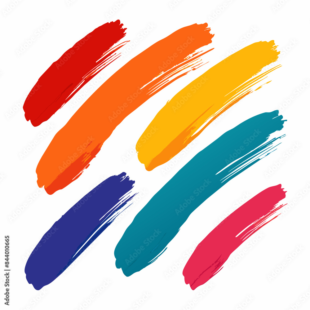 Multicolored brush stroke set. Paintbrush print stripes, stains. Lipstick, marker mark texture. Multicolored. Paint brush, brush stroke ink. Vector multicolor brushstroke isolated on white background Multicolored brush stroke set. Paintbrush print stripes, stains. Lipstick, marker mark texture. Multicolored. Paint brush, brush stroke ink. Vector multicolor brushstroke isolated on white background