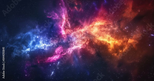 Abstract beautiful outer space background. Bright nebula in cosmos. Magical colorful nebula in realistic blue galaxy