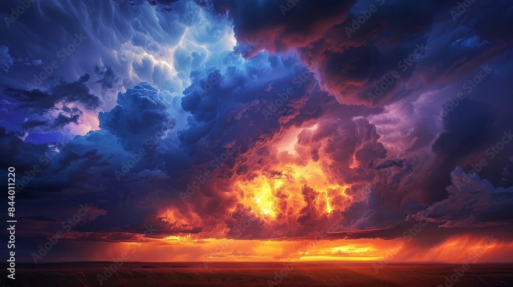 Powerful sky scene with dark, turbulent clouds and dramatic lighting, setting the stage for an impending storm Powerful sky scene with dark, turbulent clouds and dramatic lighting, setting the stage for an impending storm