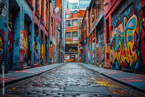 Vibrant Street Art Adorns Hidden Alleyway © nik_yurginson