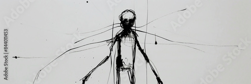disturbing black scribble of figure. sense of doom and hopelessness