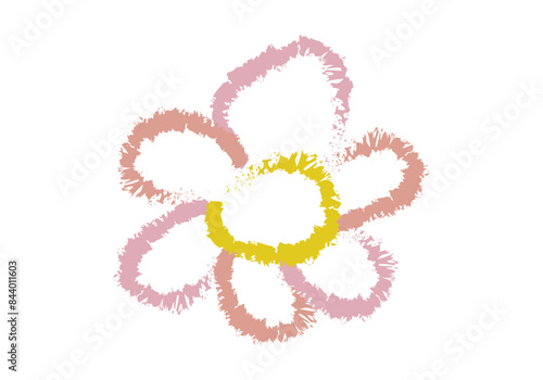 Flor de pétalos rosas con trazado de pincel