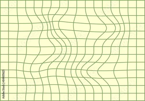 Fondo de cuadricula amarilla y trazado verde distorsionado