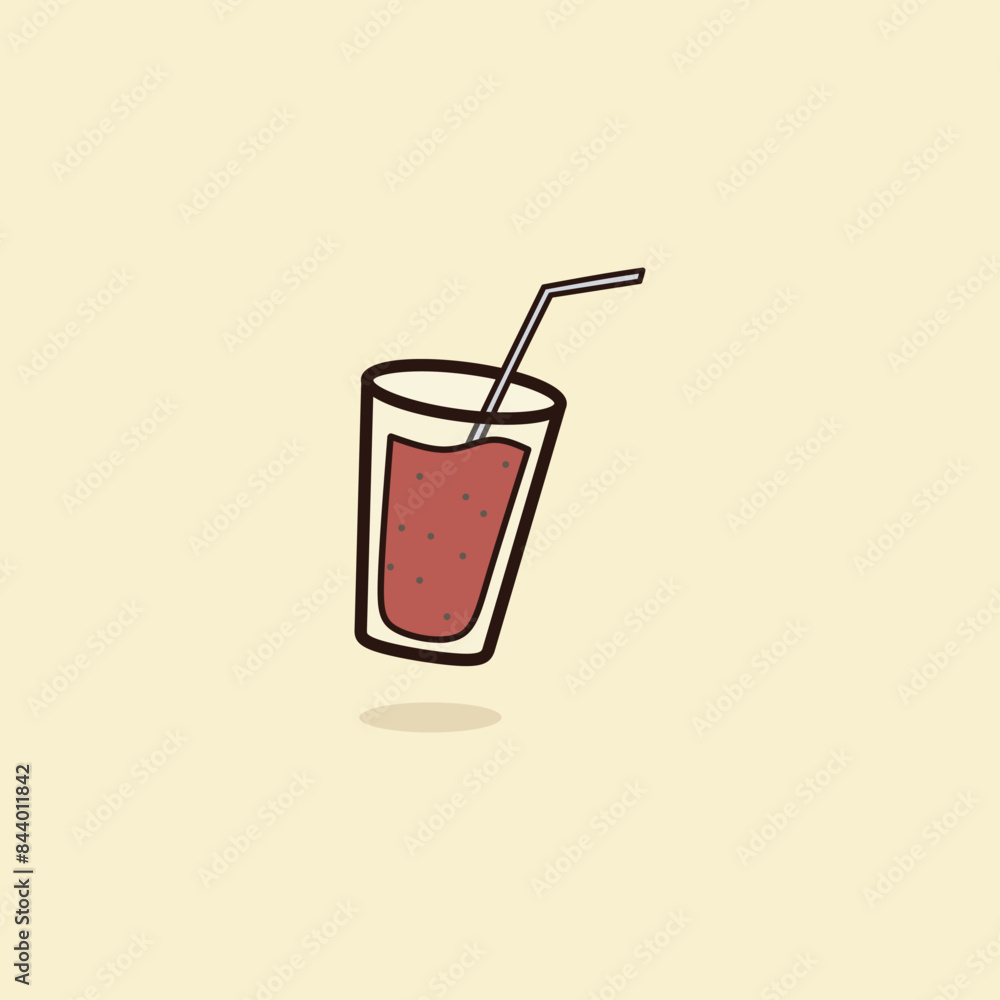 A glass of watermelon juice isolated on soft yellow background A glass of watermelon juice isolated on soft yellow background