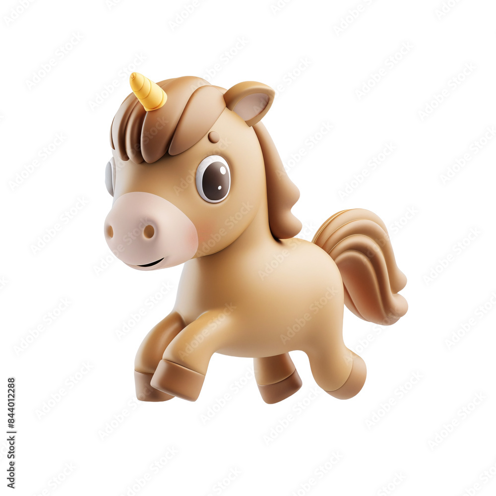 Naklejka premium Cute 3D Cartoon Unicorn in Running Pose