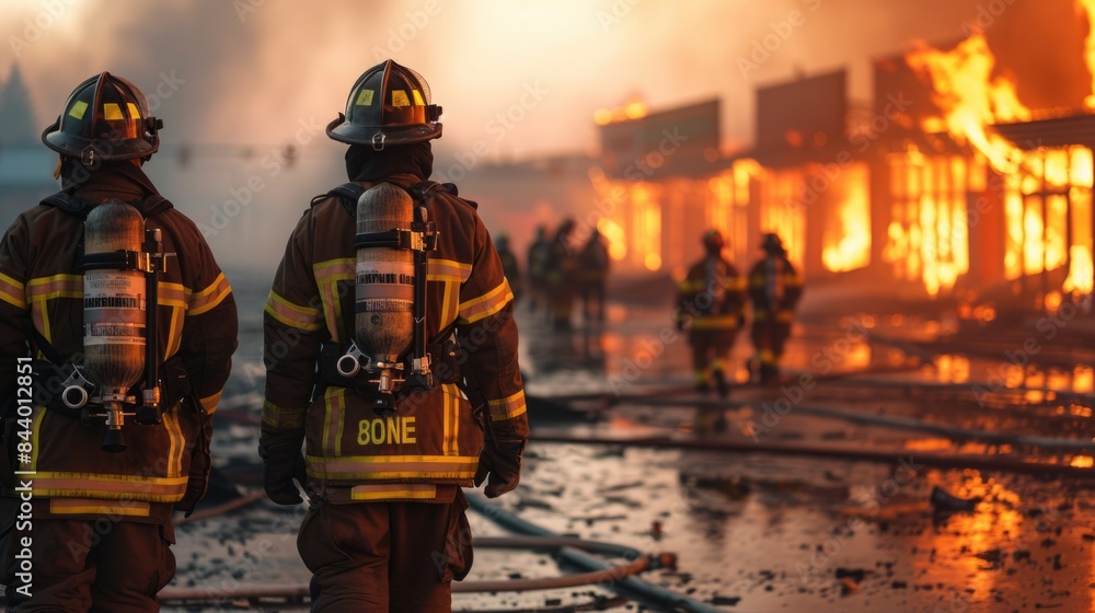 Heroic Firefighter in Action at Fire Scene