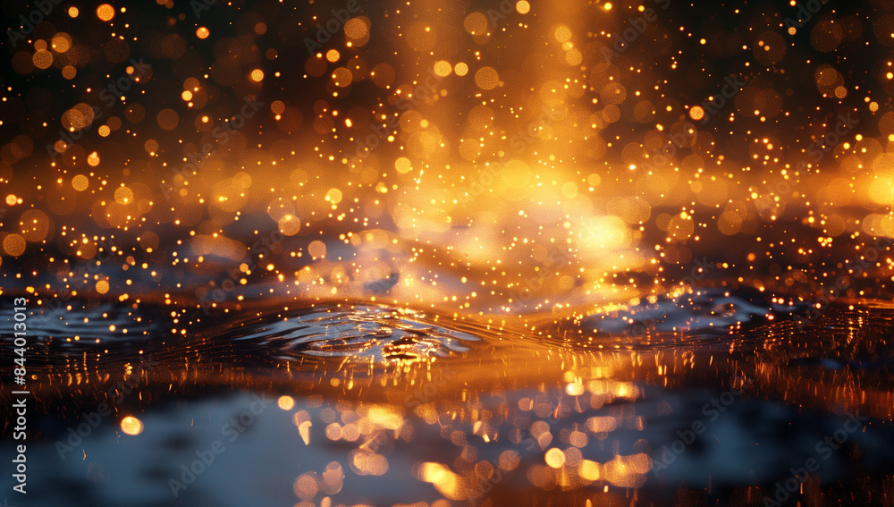 Naklejka premium Abstract golden glittering background with blur dots, Perfect backdrop for your design