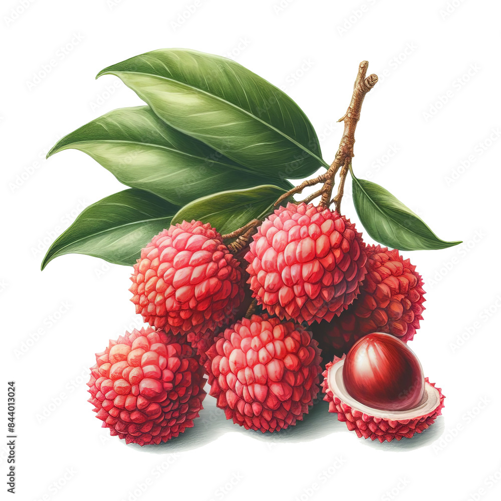 Lychee fruit isolated illustration. Lychee fruit isolated illustration.