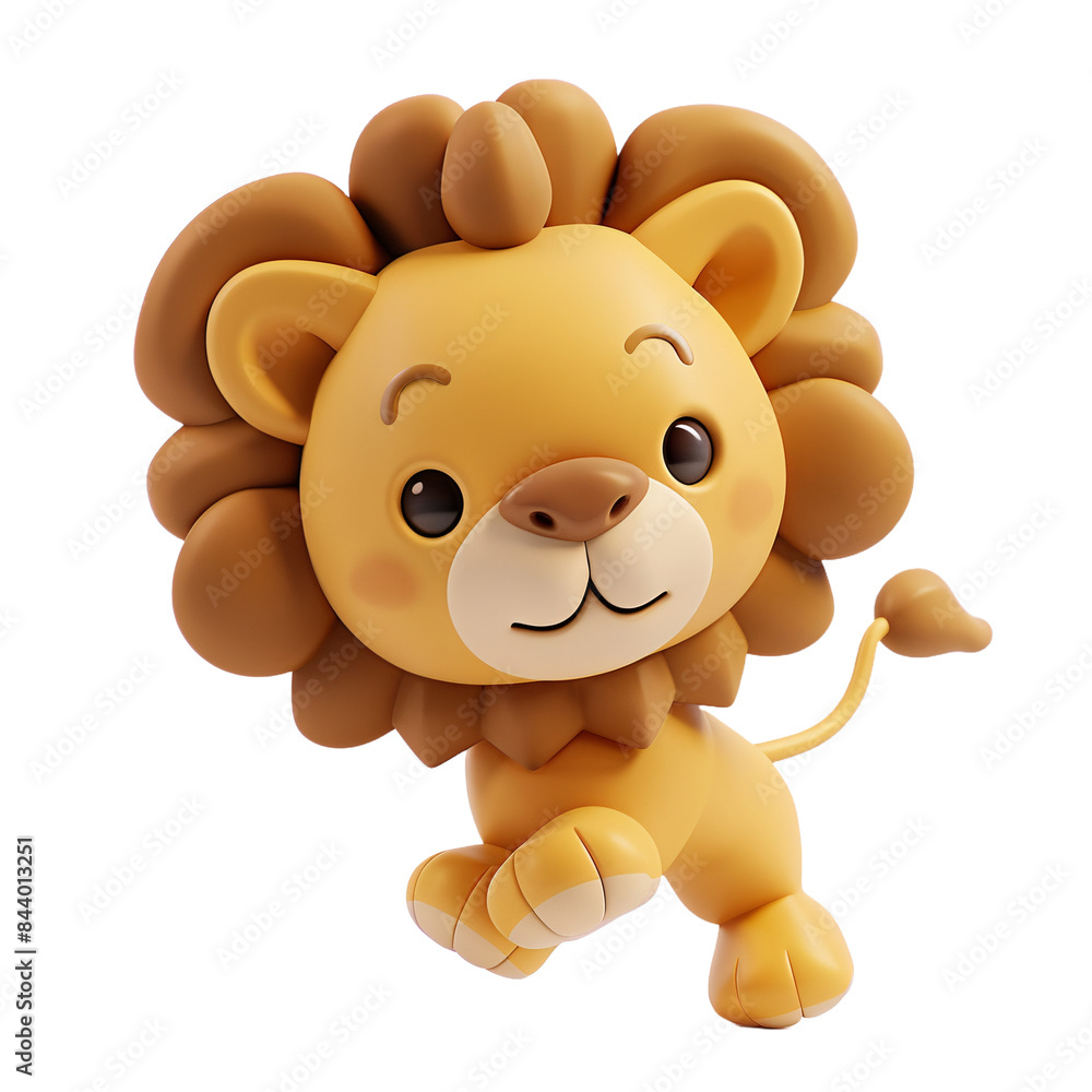 Cute 3D Render of a Lion Cub