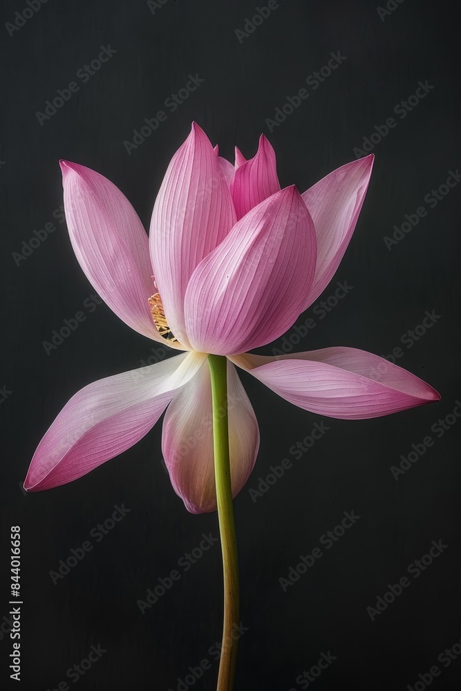 Fototapeta premium Flower Photography, Nelumbo nucifera Ruby Star, Isolated on Black Background