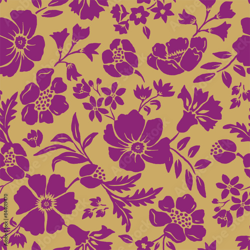 Trendy floral seamless pattern collection. Set of vintage 70s style flower background illustration. Colorful pastel color groovy artwork bundle, y2k nature backgrounds with spring plants