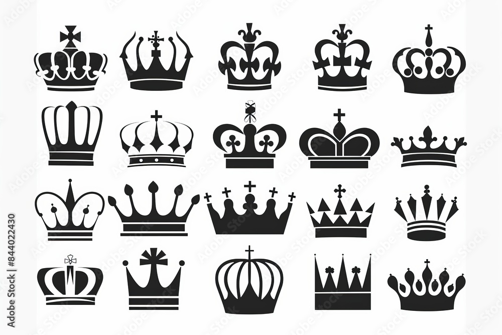 Crown icon, king symbol, princess black sign, queen, royal emblem, royalty, minimal crown logo isolated Crown icon, king symbol, princess black sign, queen, royal emblem, royalty, minimal crown logo isolated