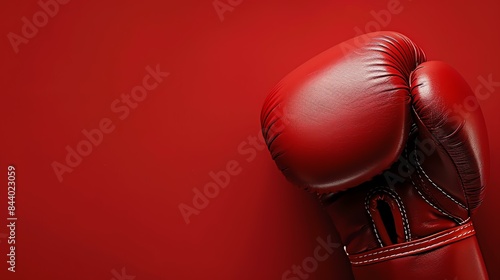 **Image description:**  A red boxing glove on a red background. The glove is in focus and the background is blurred. © stocker