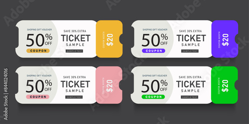 ticket set for sale, voucher, coupon template