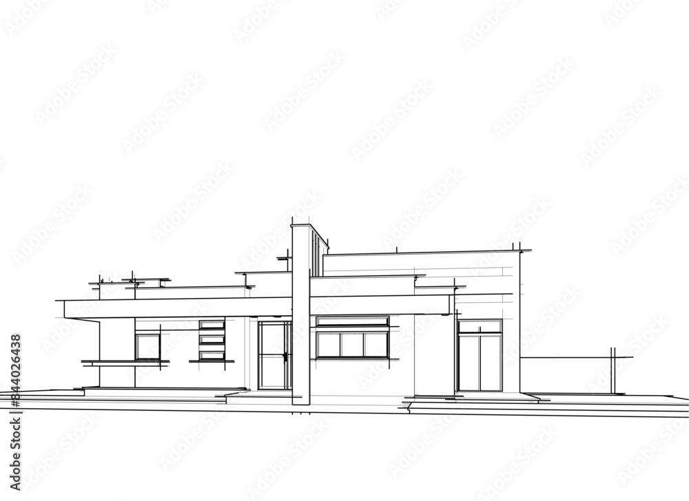 Obraz premium house building sketch architectural 3d illustration