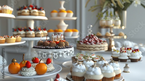 A beautiful image of a dessert table full of delicious treats.