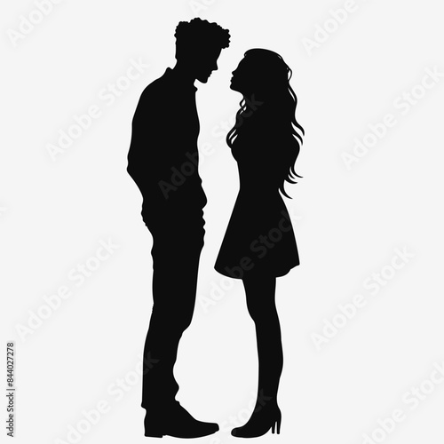 Couple silhouette. Black silhouette on white background. Vector illustration