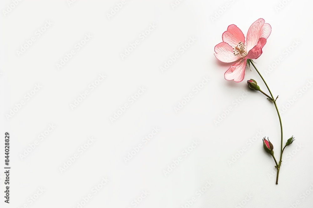 flower Photography, Eden Rosa copy space on right, Isolated on white Background