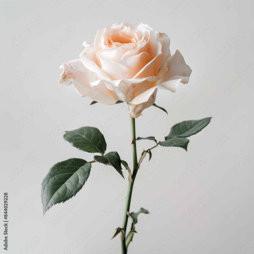 Fototapeta premium flower Photography, Madame Isaac Pereire Rose copy space on right, Isolated on white Background