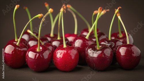 Wallpaper Mural a poster full of fresh dark red cherries, front view, studio photo shooting Torontodigital.ca