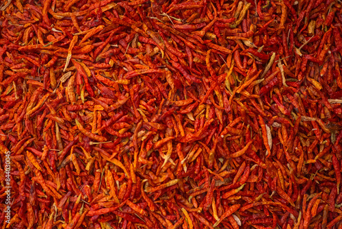 Red spicy peppers long dried and ready to use herbs 
