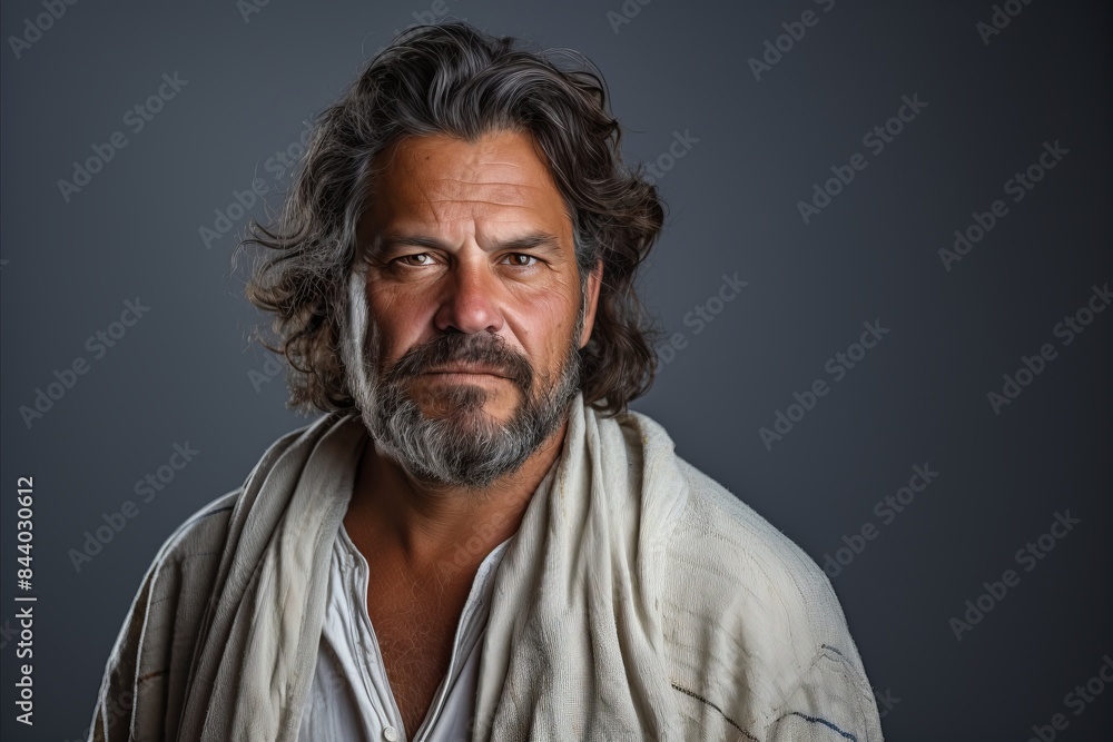 Portrait of an old man with a beard and mustache, studio shot Portrait of an old man with a beard and mustache, studio shot