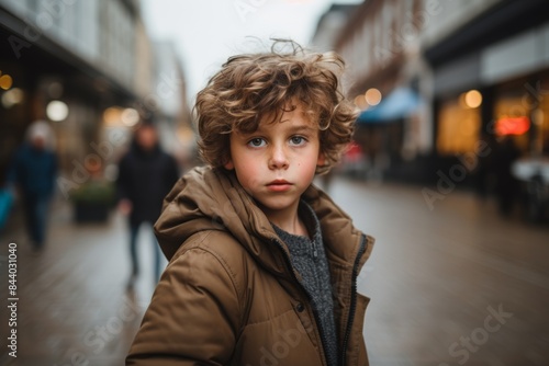 Wallpaper Mural Portrait of cute little boy with curly hair in the city. Torontodigital.ca