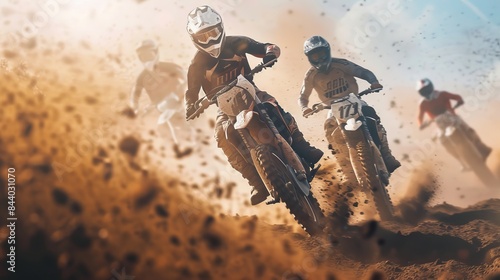 Wallpaper Mural Motocross Race in Progress with Multiple Riders and Dirt Flying for Action and Sports Promotion Torontodigital.ca