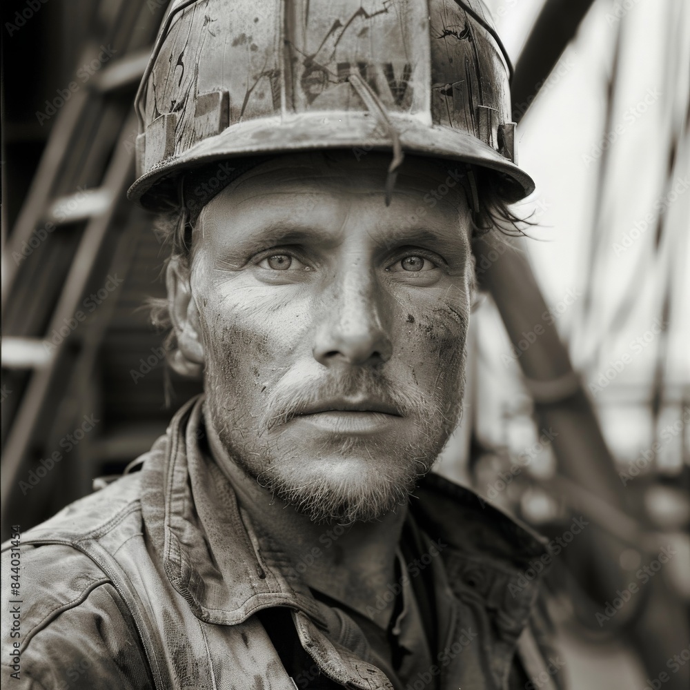 Portrait of a Determined Construction Worker in Protective Gear on a Building Site Portrait of a Determined Construction Worker in Protective Gear on a Building Site