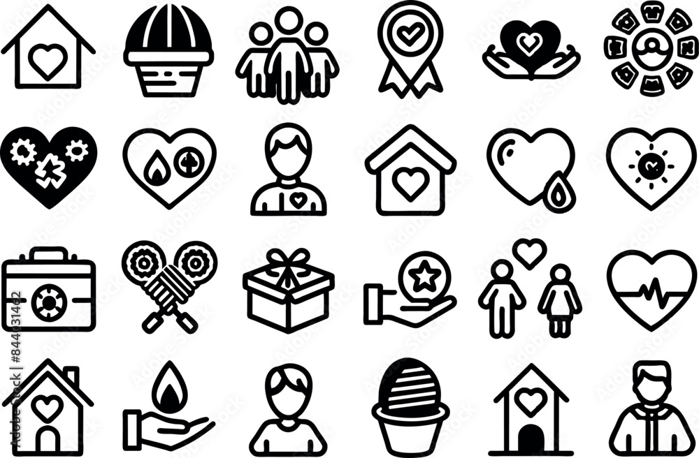 Charity & Volunteering related concept such as Heart, helping hand, donation box & many more editable stroke outline icons isolated on white background flat vector illustration Charity & Volunteering related concept such as Heart, helping hand, donation box & many more editable stroke outline icons isolated on white background flat vector illustration