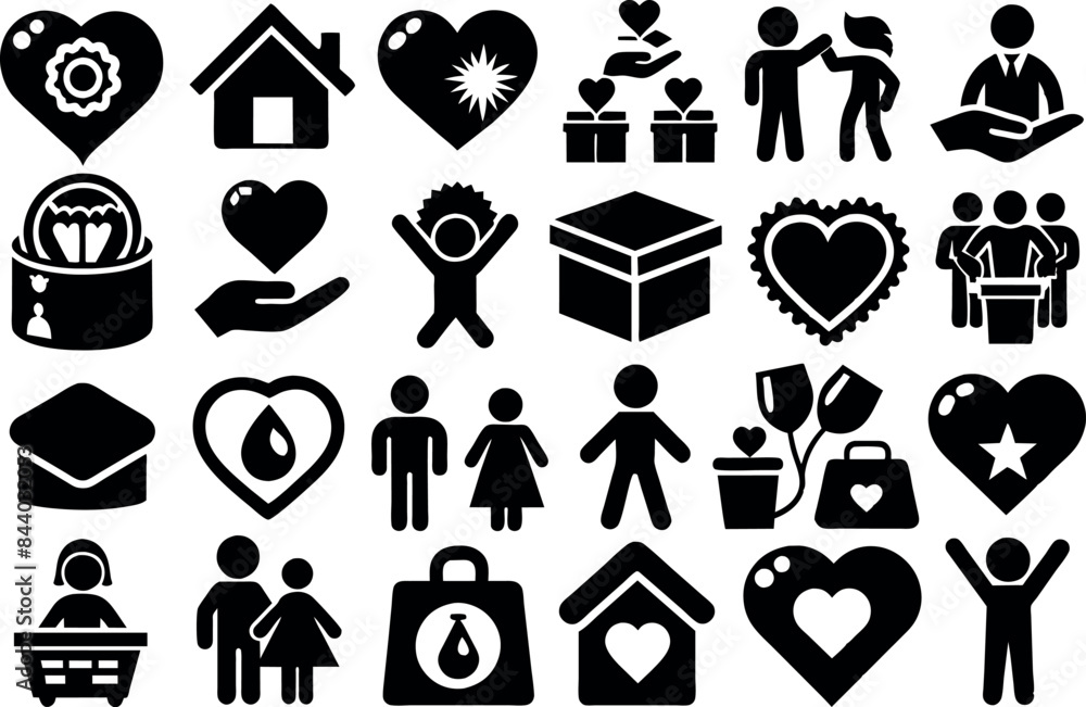 Charity & Volunteering related concept such as Heart, helping hand, donation box & many more editable stroke outline icons isolated on white background flat vector illustration Charity & Volunteering related concept such as Heart, helping hand, donation box & many more editable stroke outline icons isolated on white background flat vector illustration