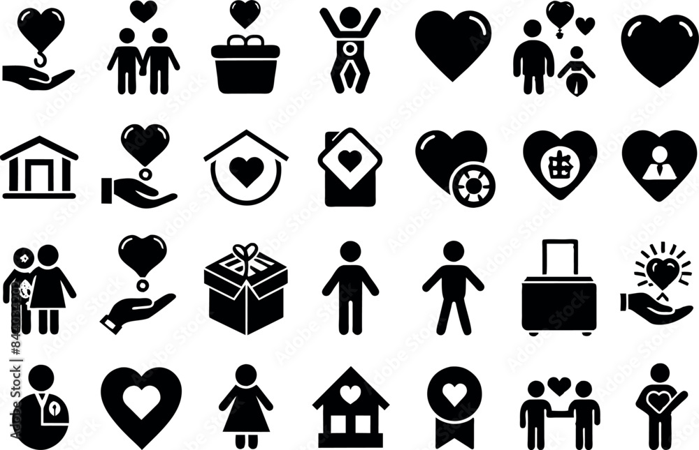 Charity & Volunteering related concept such as Heart, helping hand, donation box & many more editable stroke outline icons isolated on white background flat vector illustration Charity & Volunteering related concept such as Heart, helping hand, donation box & many more editable stroke outline icons isolated on white background flat vector illustration