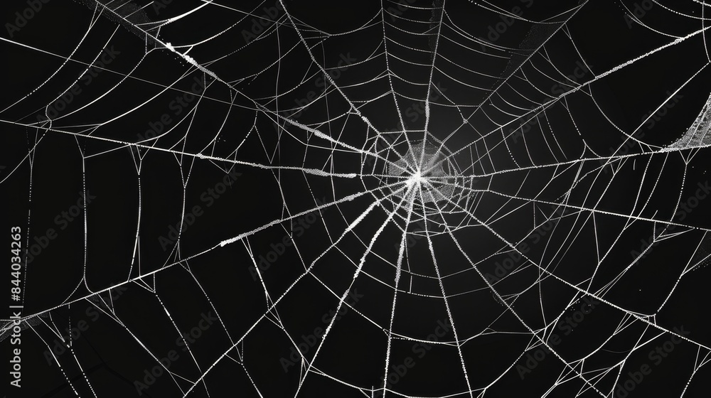 Fototapeta premium Stunning Spider Web with Dew Drops, Generative AI