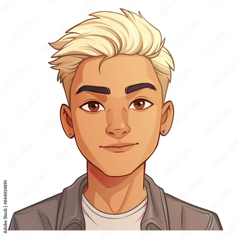 young latino man with blond hair . png . clip art . vector cartoon art style . remove background young latino man with blond hair . png . clip art . vector cartoon art style . remove background